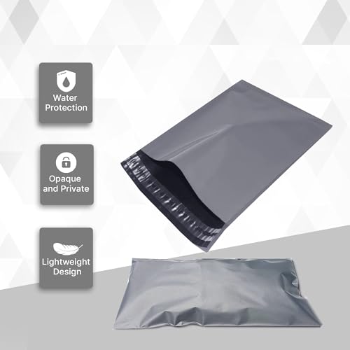 delka Mailing Bags, Durable Grey Poly Mailer Bags, Tear-Resistant Shipping Envelopes for Clothing, Documents, Strong Self-Seal Adhesive, Waterproof & Lightweight (9x12, 50PK)