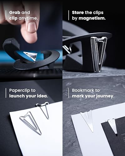 Novium Shuttleport, Space-Themed Magnetic Clip Holder, A Clip Holder That Makes Clip Hover, Unique Office Desk Decor for Space Lovers (Full Set)