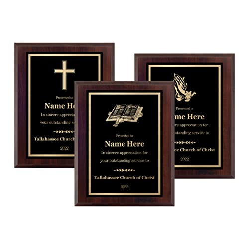 Personalized Church Award - Engraved Custom Religious Plaque - Recognition or Appreciation for Preacher, Pastor, Rabbi, Usher, Elder, Deacon, Member, Choose Your Size, Customize Now! (7x9)