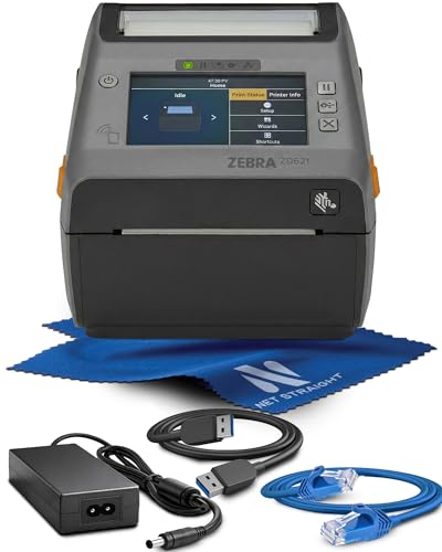 ZD621 Thermal Transfer Desktop Label Printer for 4x6 Shipping Labels & Barcodes, 8 IPS Speed, 203 DPI, USB, Ethernet, Serial Connectivity for Network Printing - ZD6A042-301F00EZ