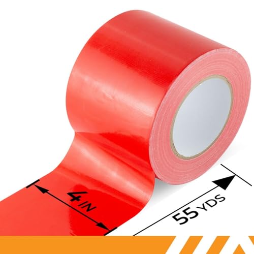 GTSE Wide Duct Tape, Red, 4 Inches x 55 Yards (164 ft), Heavy Duty, Waterproof Repair Tape for Indoor or Outdoor Use, 12 Rolls