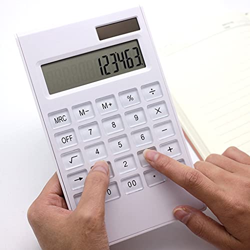 HBJWOV 12 Digits Large Display Desktop Calculator Thin Solar & Battery Power Crystal Buttons Basic Counter for Home Office