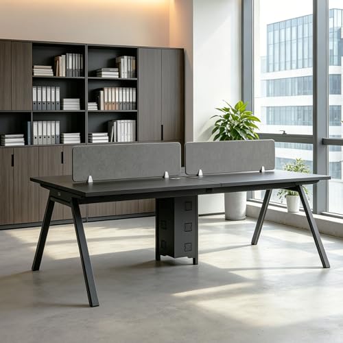 CUFEFi 4-Person Office Cubicle Desk,Office Cubicle Workstation with Privacy Panels & Cable Management,Collaborative Staff Desk with Mute Dividers,Durable Computer Table for Home, Office (Black)