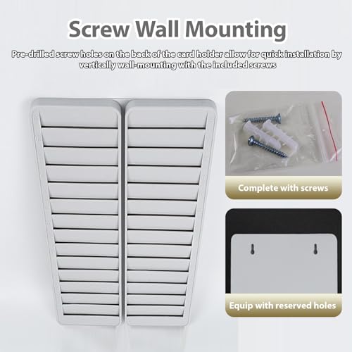 Employee ID Badge Wall Rack 28 Double Slots, 6 1/4 in Slot Depth Time Card Holder with Screws, Business Cards Display Prevents Jamming