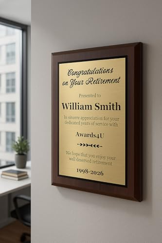 Custom Retirement Plaque 8x10, Personalized Retirement Gift for Employee