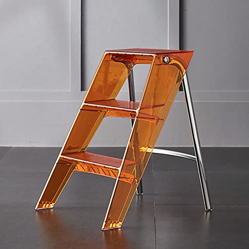 LWJQRSP 3 Step Ladder Folding Step Stool for Adults, Portable Acrylic Stool with Ladder, Adult Step Stools Foldable Stool for Home Office