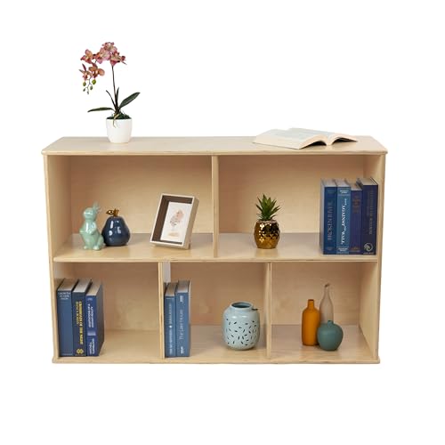 FDP Birch 5-Compartment Storage Cabinet 30 inch Height Organize Books, Toys, Games, Art Supplies, Durable, Sturdy Furniture for Home, Daycare, Preschool, Montessori Classroom - Natural, 15933-NT