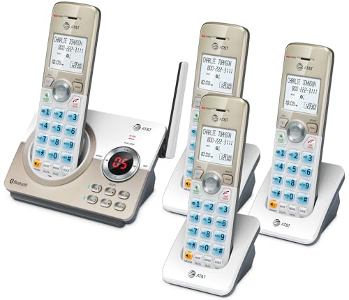 AT&T DECT 6.0 Cordless Phone, 4-Handset – Smart Call Blocker, Bluetooth Connect to Cell, Answering Machine, 1.8" Backlit Display | DL72419