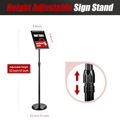 SOURACE 6Pack Sign Holder Stand-8.5x11 inch，Adjustable Sign Stands For Display，Heavy Duty Floor Standing Sign Holder Stand Aluminum for Retail Store，Museum，Volunteer Cctivities（Black）