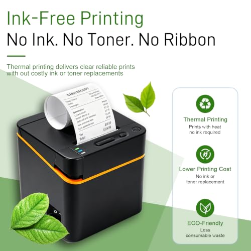 MR.BOSS 2" 1/4 Cloud Receipt Thermal Printer for iOS POS Software Cash Register with Cloud Bluetooth WiFi USB for Supermarket Restaurant Coffee Retail iPad iPhone