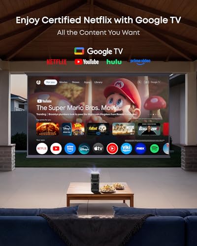 soundcore Nebula P1 GTV Projector with Anker Solix C300 Power Station, 650 ANSI Lumens, 1080P, 20W 2.0 Surround Sound, Dolby Audio, Built-In Gimbal, Auto Adjust, Portable with Carry Handle