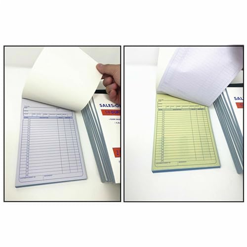 10 Pack Carbonless Money Receipt Books 50 Sets per Book, 5.5" x 8.3" Yellow with White Border, Two-Part Duplicate Dealership Forms Portable Invoice Pads for Stores, Warehouses, Offices, Restaurants