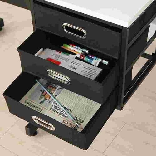 WZONICE98 Adjustable Drafting Table with Stool & 3 Drawers, 45.27" Tilting Drawing Desk, Height Adjustable Art Table for Crafting, Reading, Writing, White Desktop with Black Frame