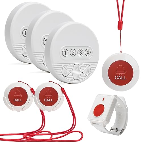 CYSSJF Wireless Caregiver Pager Elderly Call Button Plug-in Nurse Call Bell Light System with LED Number Display Panic Buttons for Seniors / Patient / Disabled at Nursing Home, Hospital, Clinic