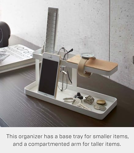 YAMAZAKI Home Tower Desk Bar - Wood & Steel Organizer - Steel