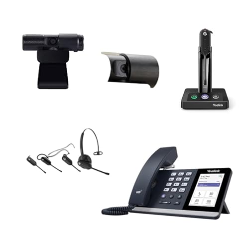 Yealink MP54 MS Teams IP Corded Phone Bundle with Yealink WH63 MS Teams Mono Bluetooth Noise Canceling Mic Headset for Office, Cam 313 2MP Webcam