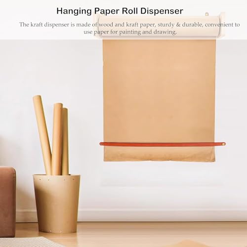 LNNW Kraft Paper Dispenser Heavy-Duty Working Notes Paper Hanging Dispenser, for Making Lists & Taking Notes, Easy to Hang Decorative Message Boards for Wall(64cm/25.2in)