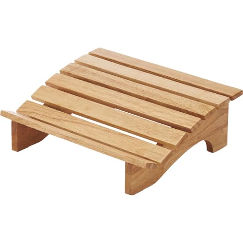 PaletteLife Wooden Footrest, D11.42 xW13.78 xH4.93 (29x35x12.5cm), 1x1 ft, Small, Natural Ashwood, Ergonomic Design