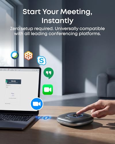 Anker PowerConf Speakerphone, Zoom Certified Conference Speaker with 6 Mics