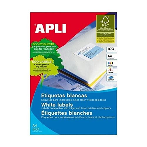 Apli 707581 - Box of 100 White Labels for Printer 99.1X57