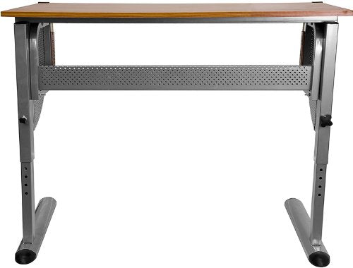 EMMA + OLIVER Adjustable Drawing and Drafting Table with Pewter Frame