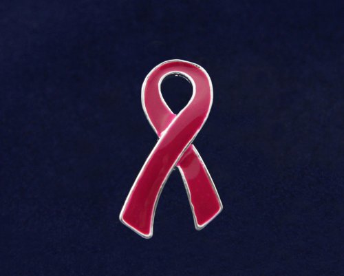 50 Pack Burgundy Large Flat Ribbon Shaped Pins – Burgundy Ribbon Pins for Sickle Cell Anemia, Myleoma Awareness, Meningitis and Hospice Awareness – Fundraising & Awareness