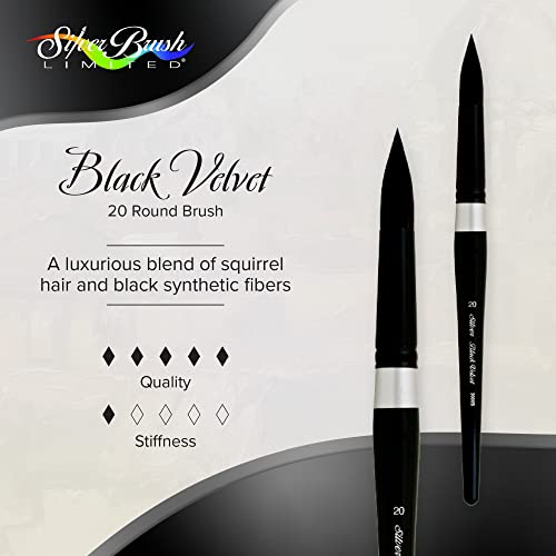 Silver Brush Limited Black Velvet Round Watercolor Paintbrush, Size 20