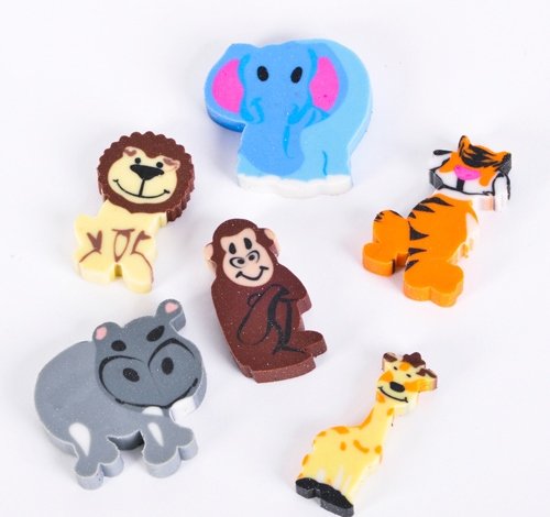 1 inch Mini Zoo Animal Eraser Assortment, Case of 32