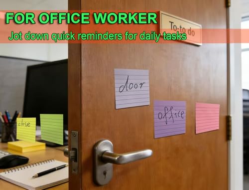 (72 Pack) Lined Sticky Notes 3x3 in,Bright Notepads with Lines