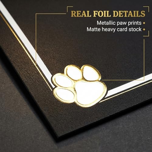 PaperDirect Paw Mascot Emblem Certificate Jackets, 9 Inches x 12 Inches Folded, Black with Gold Foil, Certificate Cover for School, Work, Diplomas, Graduation & Awards, Certificate Holder, 50 Count