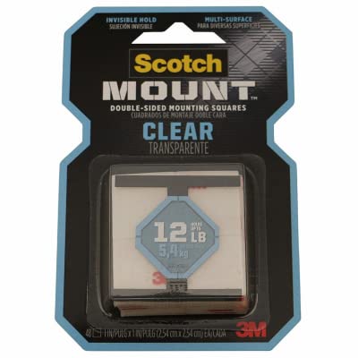 3M Scotch 410H-SQ-48 Clear Double-Sided Mounting Tape, 1 x1 in. Squares, 48-Ct. - Quantity 6