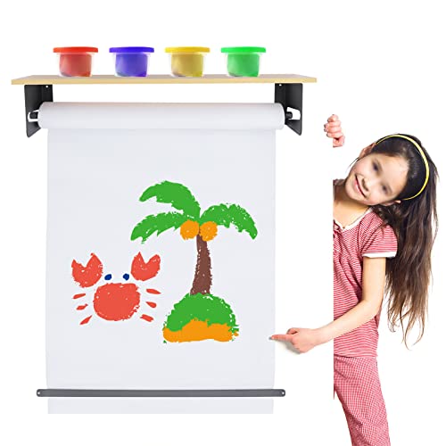 24" Wall Mounted Kraft Paper Dispenser and Cutter with Top Shelf, Craft Paper Roll Dispenser with Cutter, Wall Hanging Butcher Paper Roll Holder for Home, Office, Cafe or School