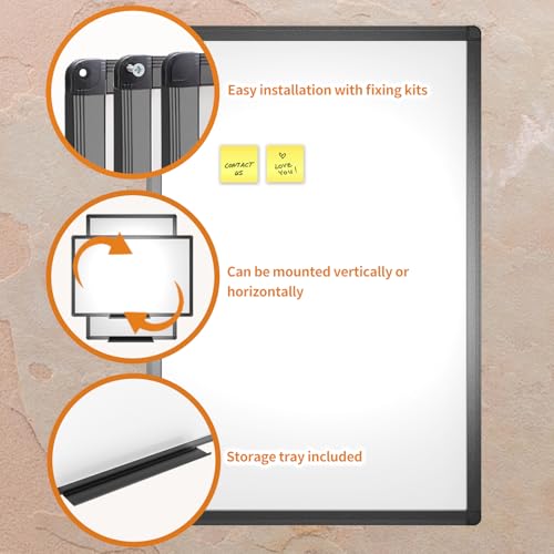 VIZ-PRO Magnetic Dry Erase Board, 48 x 36 Inches, Black Aluminium Frame