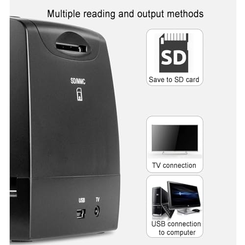 Film & Slide Scanner, High Resolution Slide Viewer, with 2.36 LCD Screen, Easy Load Film Adapters, Converts 35mm, 126, 110