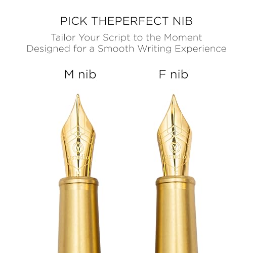 YSTUDIO Stunning Classic Revolve Fountain Pen, Schmidt Gilded Nib, Best Pen Gift Set for Men & Women, Professional, Executive Office, Nice Pens（black，M nib）