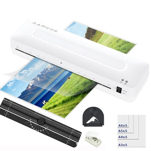 A3 Laminator Machine, 13 Inch Thermal Laminating Machine with Hot & Cold Settings, Abs Anti-Jam Pouch Laminator W/ 20 Pouches