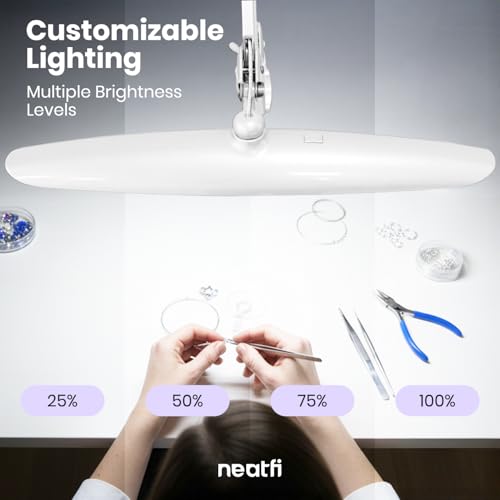 Neatfi LED Desk Lamp, 2200 Lumens, 24W, 20-Inch Wide Head (White)