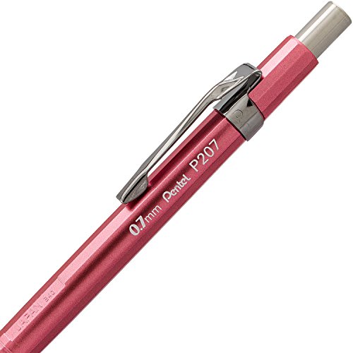Pentel Sharp Mechanical Pencil (0.7mm) Metallic Rose Pink Barrel, Box of 12 (P207MP1)