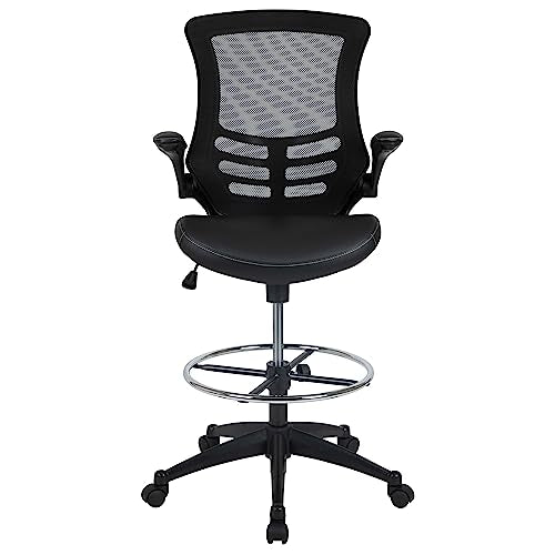 EMMA + OLIVER Mid-Back Black Mesh Drafting Chair