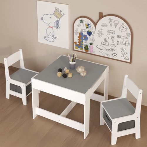 Dawn 3 - in - 1 Wooden Table and Chair Set with Storage Drawer - Ideal for Drawing, Reading & Crafts - 2 - in - 1 Detachable Tabletop