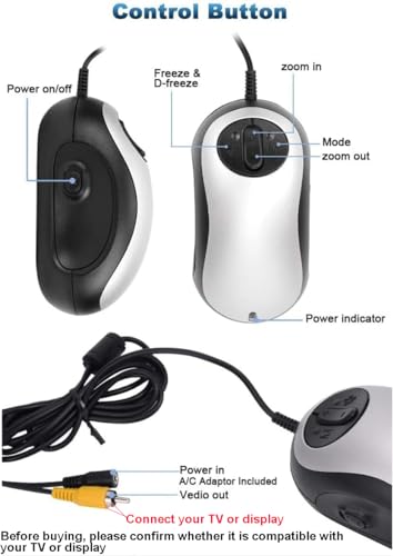 Electronic Low Vision Reading Aid - Portable Mouse Digital Magnifier with 10 Color Modes and Image Freeze for Visually Impaired, Parental Gift,Silver