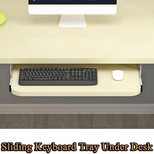 ZYXQQJ Adjustable Keyboard Tray Under Desk Keyboard Stand Pull Out Keyboard Drawer Platform Under Desk Smooth Gliding for Office Gaming Workstations(White,54x27cm)