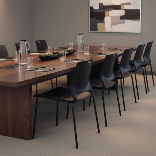 Sidanli 12 Pack Stacking Office Chairs, Scratch Free Structure, Black