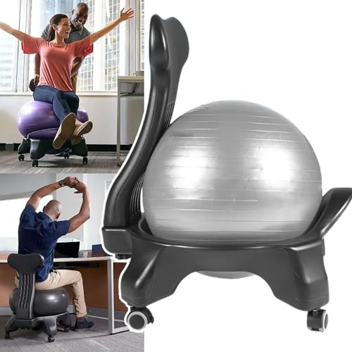 YXCUSAM Yoga Ball Chair, Multifunctional Balance Ball Posture Chair, Fitness Ball Chair with Back Support for Adults/Pregnant Women
