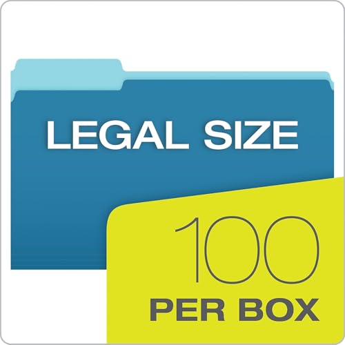 Pendaflex 435013ASST Interior File Folders, 1/3 Cut Top Tab, Legal, Bright Assorted (Box of 100)