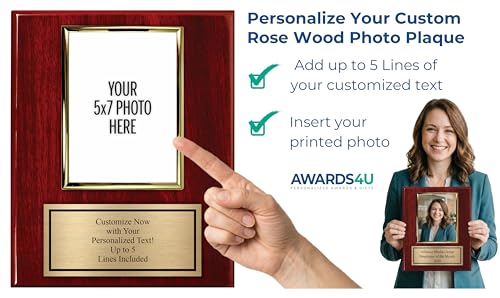 Personalized Photo Plaque with 5x7 Vertical Picture Holder - Add Your Team Photo - Coach Award Plaque - Customize Now with Your Custom Text (10.5x13)