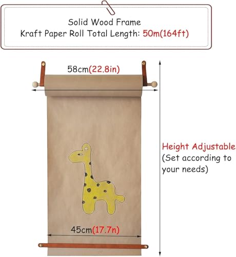 LNNW Kraft Paper Dispenser 45/64 cm Wide Kraft Paper Roll Dispenser, Wall-mounted Roller Kraft Paper Roll Display for Cafe Wall Decor Decorative Message Boards for Wall(Kraft Paper Width: 45cm/17.7in)