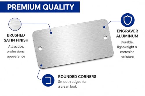 Nap Tags Aluminum Engraving Name Plates, 3 x 1.5 in, Pack of 25