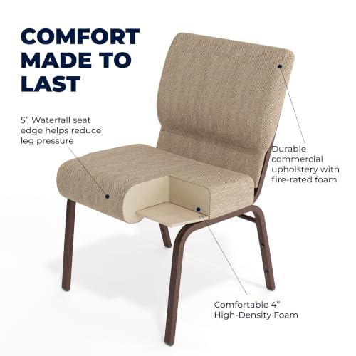 Flash Furniture HERCULES Series 21''W Stacking Church Chair in Beige Fabric - Copper Vein Frame