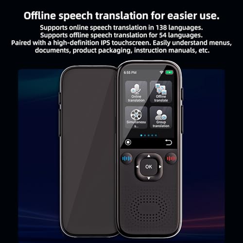 VoxNimbus Langoage Tramslator Device, Portable Traductr de Voz Instantáneo, 138 Langoages Online&54 Langoages Offline Ai Translotion Device No WiFi Needed, 2-Way Voice Translatr for Travel Business